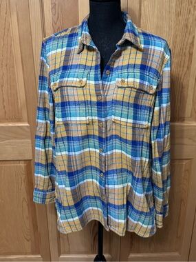 L.L.Bean Signature Plaid Flannel Button Front Shirt Size Large